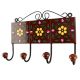 Tiny Flower Ceramic Tile Hook With Dark Brown